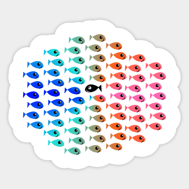 BE DIFFERENT BLACK FISH Sticker by YellowMadCat